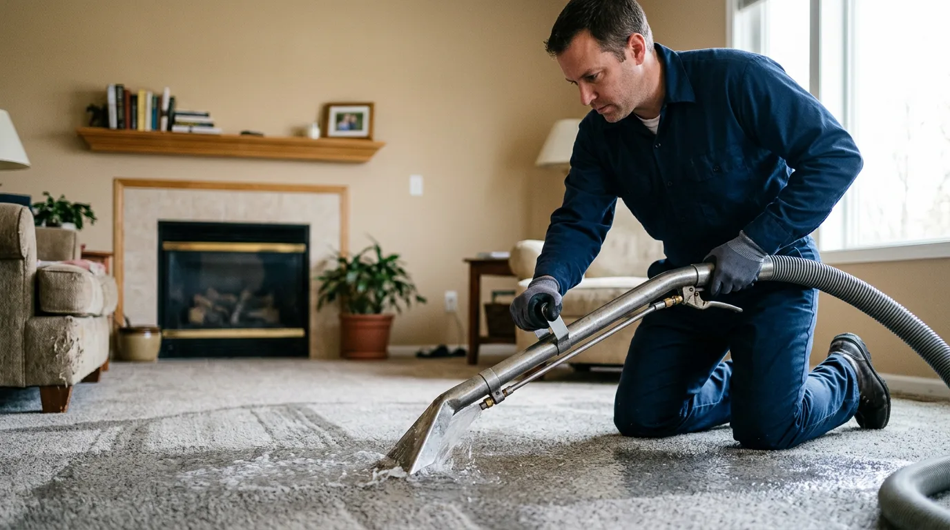 Water damage restoration technician working near Charleston, AR